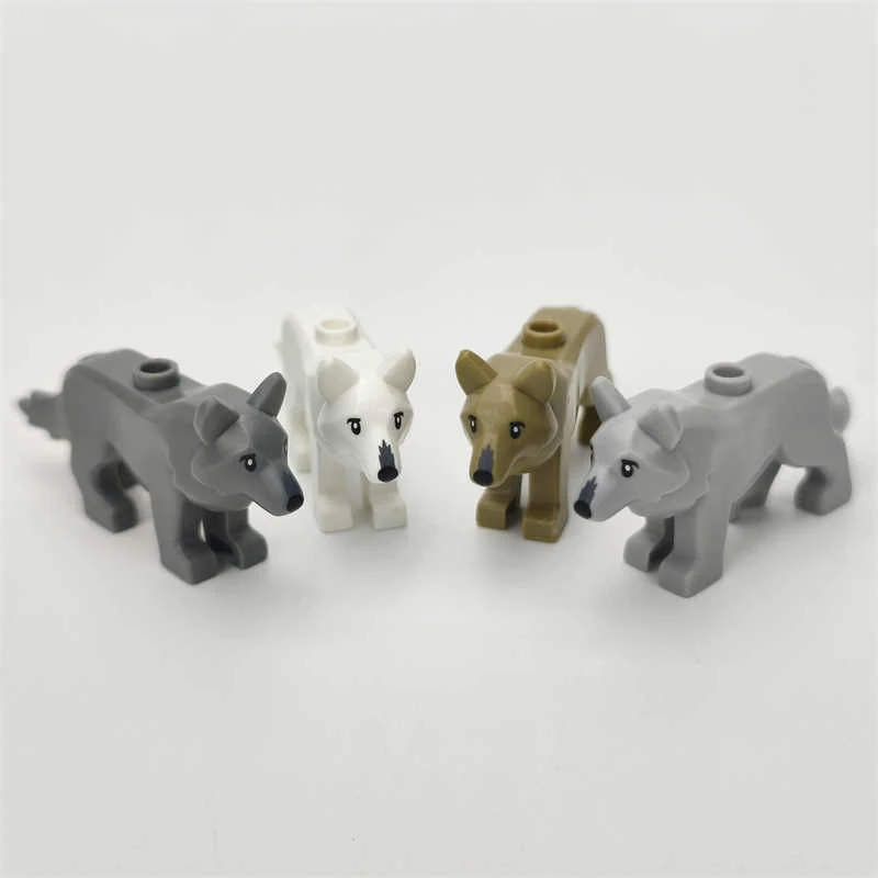 MOC Zoo-Tierfiguren Bausteine Afrikanischer Elefant Kamel Hirsch Wolf Krokodil Tiger Löwe Schaf Kriegspferd Mini-Bausteine Kinderspielzeug Geschenk S06