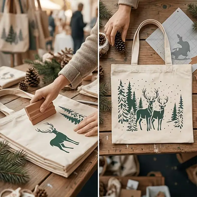 New 3PCS 21×14.8cm Christmas Stencil Set Reusable PET Templates For Wall Window Wood Fabric DIY Holiday Decoration
