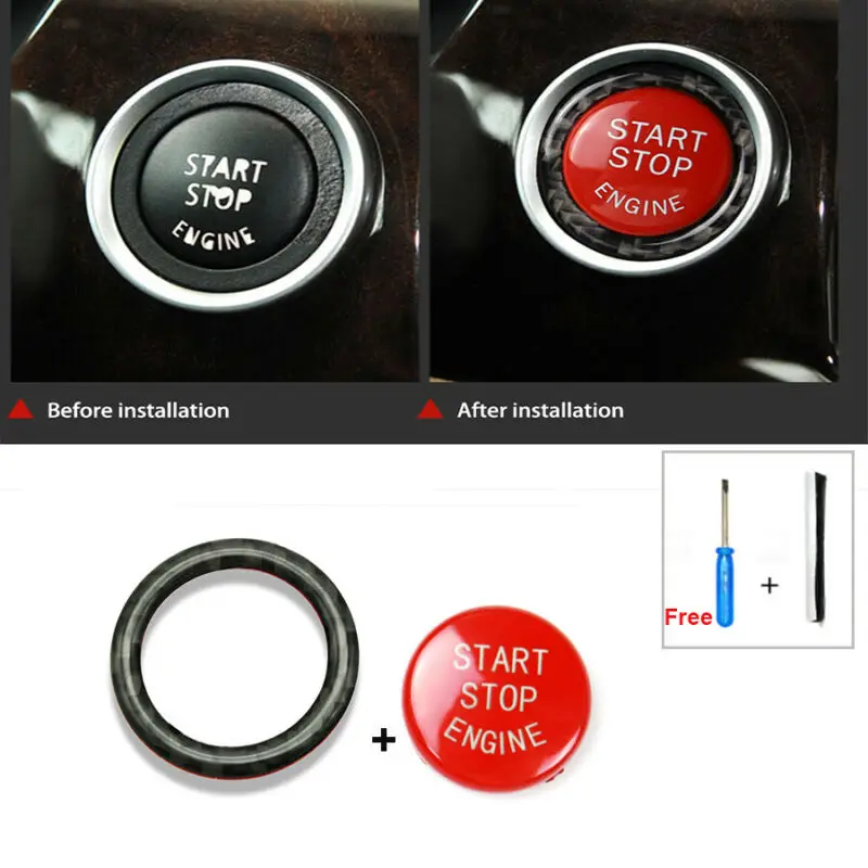 

Premium Carbon Fiber Engine Start Stop Button Ring Cover Trim for BMW E90 E92 E93 2009 2012 Quick Installation