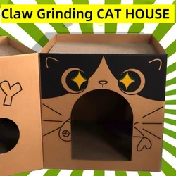 Cartoon Cat House Multi-Functional Two-Layer Four Seasons General Purpose Cat House Sleeping Carton Cat Bed Cat Scratching Board