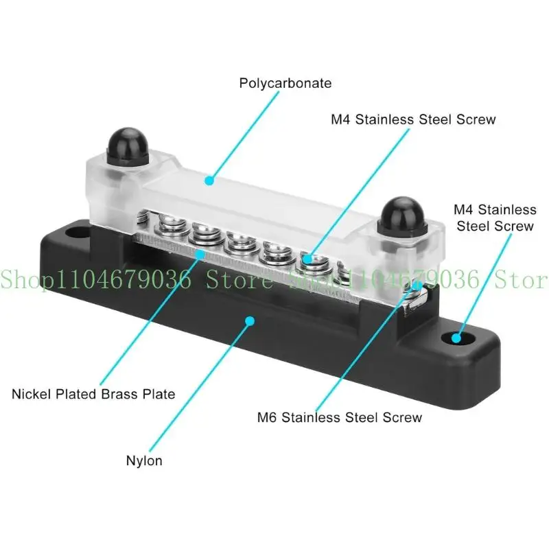 652F 2Pcs 150Amp 6 Circuit Bus Bar Power Distribution Terminal Battery Block For Automotive And Marine Electrical Applications