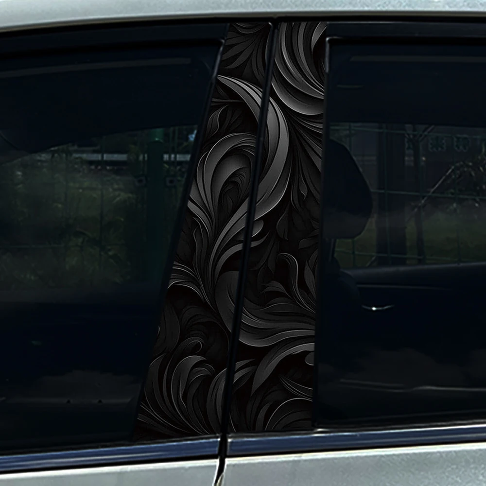 1/2pcs Black style customized Car Stickers DIY Car B-pillar Cover Scratches Waterproof Durable Decoration Auto PET Decals view 4