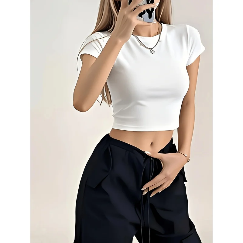 Halloween Women Crop T-shirt Pumpkin & Boo Graphic Short Sleeve O Neck Casual Top