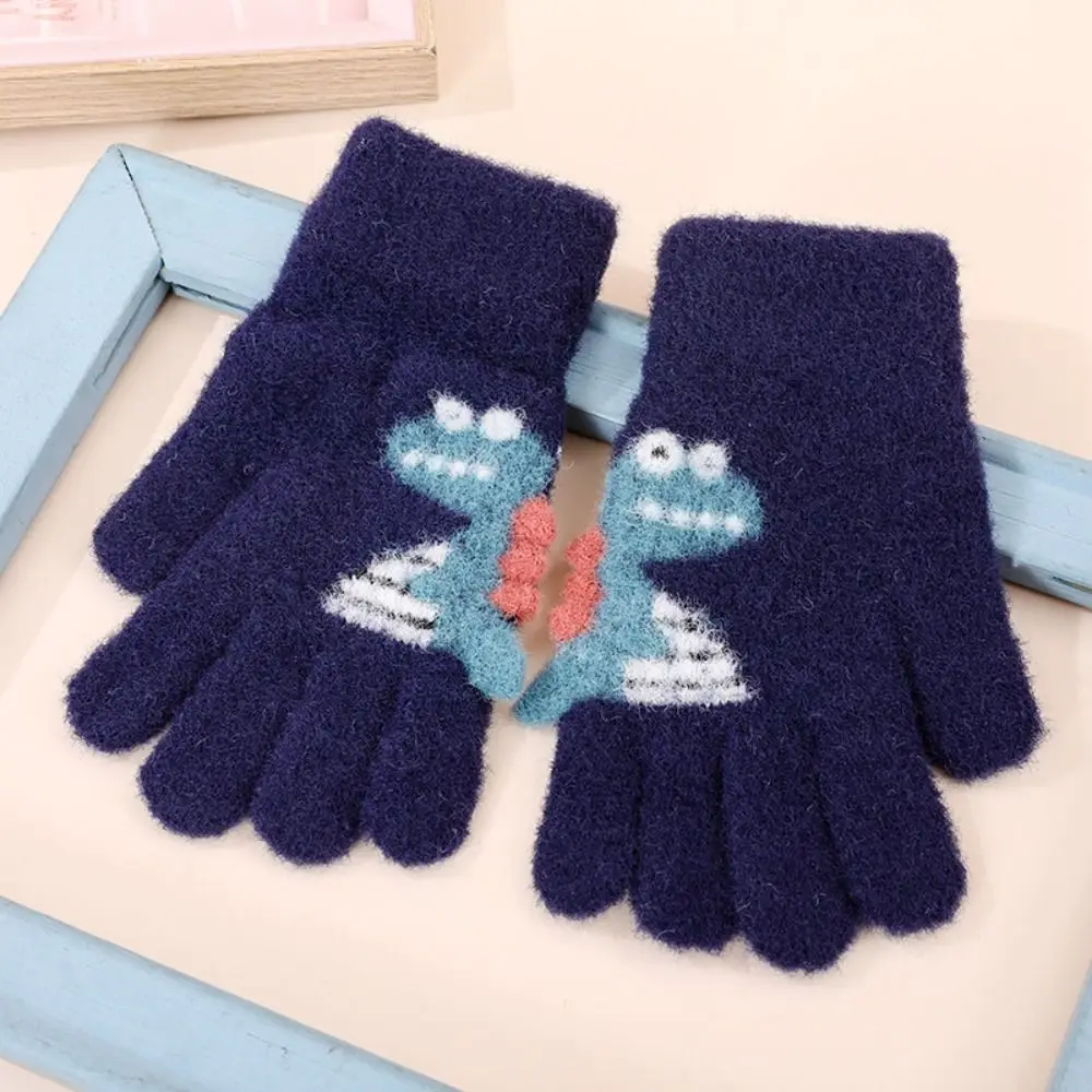 Durable Dinosaur Children Gloves Knitted Warm Kids Full Fingers Gloves Knitted Mittens Boy Girl Kids