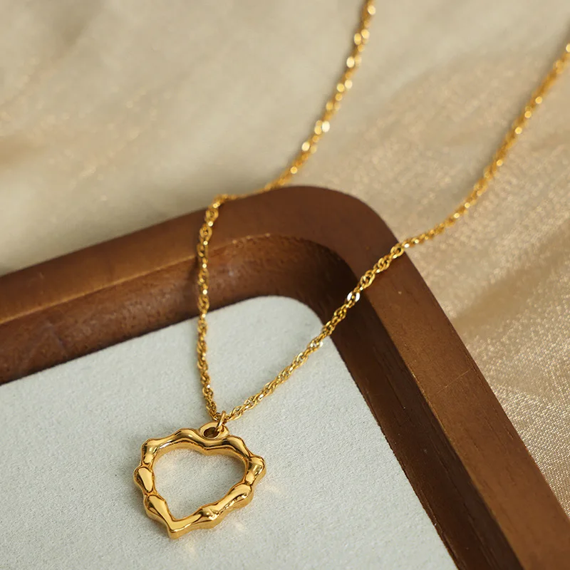 New Trend 18K Gold Silver Plated Stainless Steel  Heart Love  Pendant Necklace For Women Waterproof Hypoallergenic