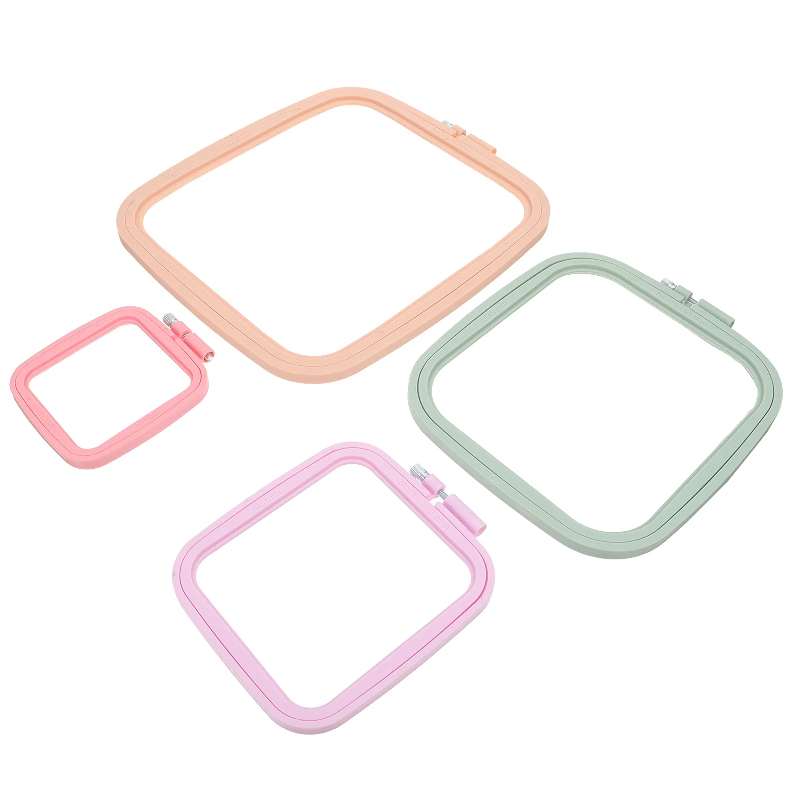 

4Pcs Square Embroidery Plastic Stretch Frames Cross Stitch Craft Rings DIY Needlework Supplies MultiSize Wall Decor