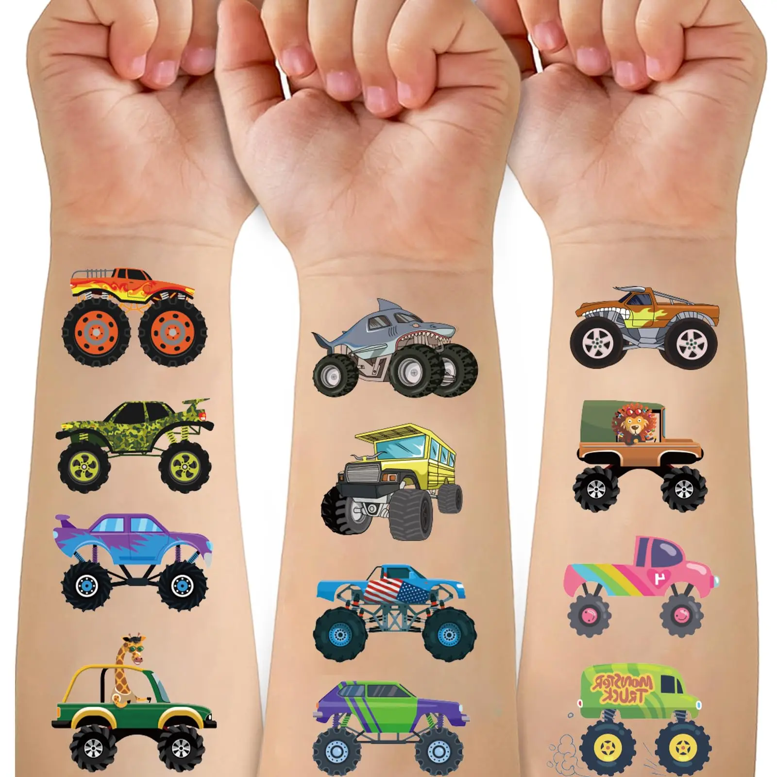 Monster Truck Temporary Tattoos for Kids Party Decor Supplies 10 Sheets Monster Truck Tattoos for Boys Birthday Party Favors