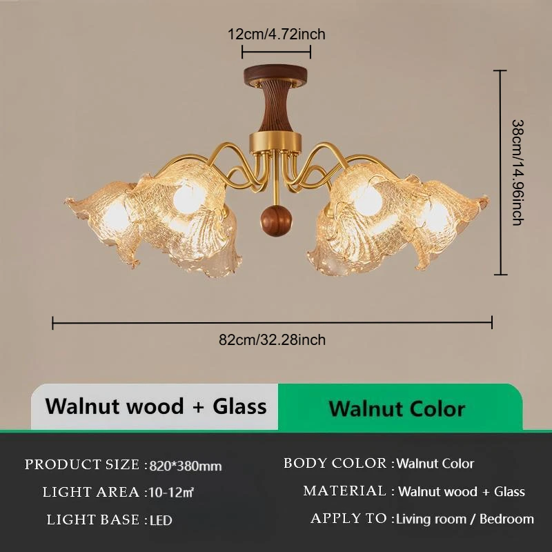 ثريا على طراز العصور الوسطى لغرفة المعيشة مصنوعة من خشب الجوز والنحاس، مع مظهر راقي ونمط صدع الجليد #6