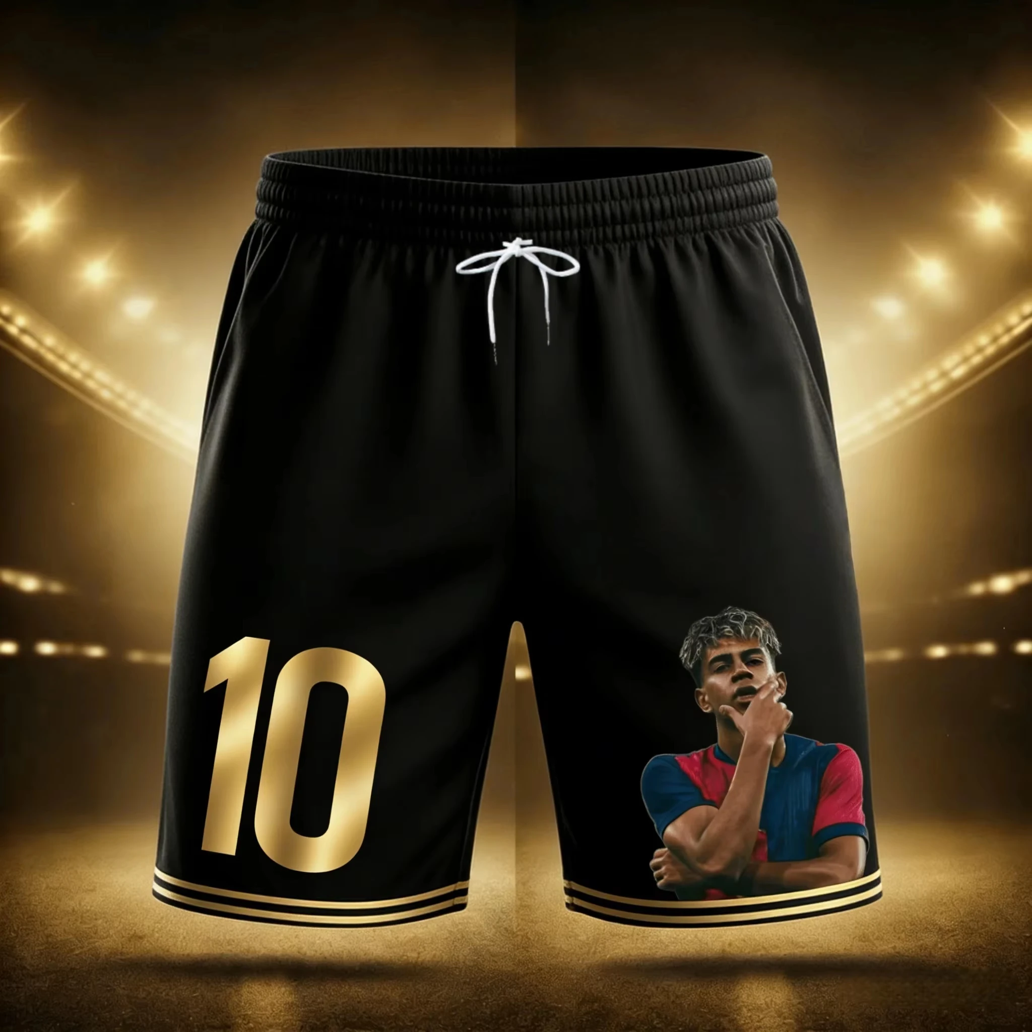 No.10 Portrait Printed Shorts Adult Kids Football Fans Drawstring Sports Basketball Casual Breathe Shorts
