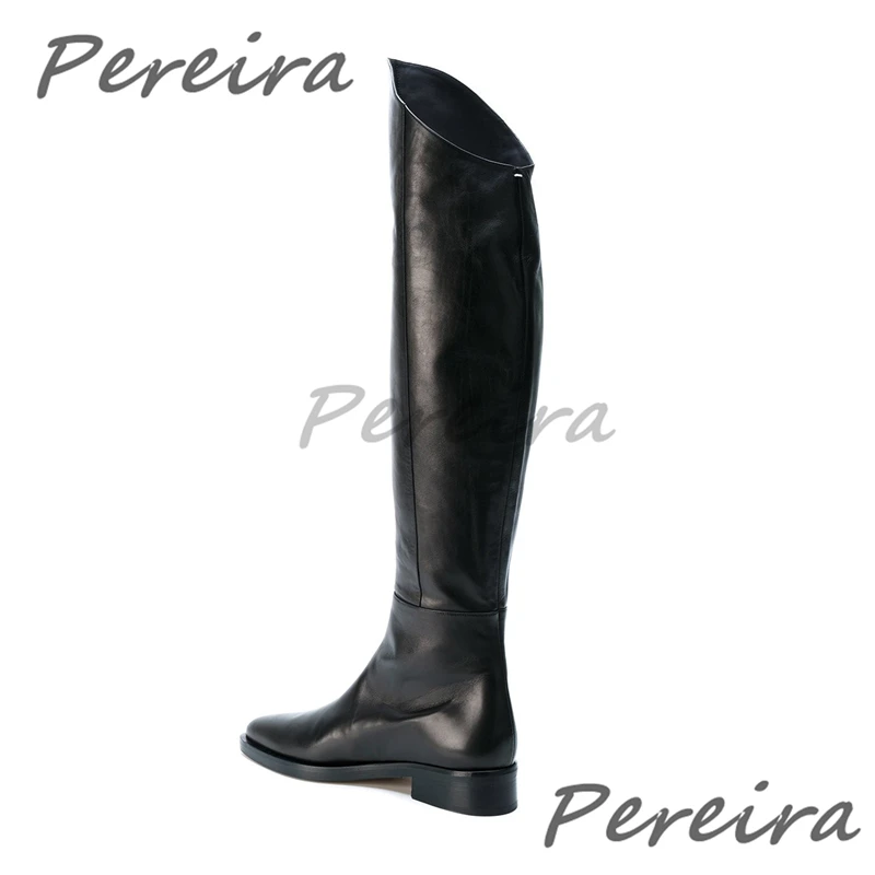 Men's Black Genuine Leather Knee High Boots British Style Round Toe Side Zipper Knight Booties Spring Autumn Trendy Male Shoes