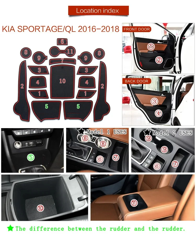 For KIA Sportage QL KX5 2016 2017 2018 2019 Rubber Anti-slip Mat Door Groove Cup pad Gate slot Coaster Interior Car Accessories