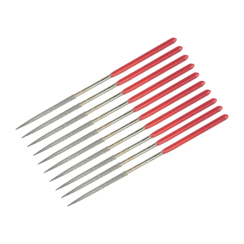 TOP 10Pcs Round Diamond Needles File, 3Mm X 140Mm Round Diamond Needle File Set For Metal Stone Wood Glass Grinding