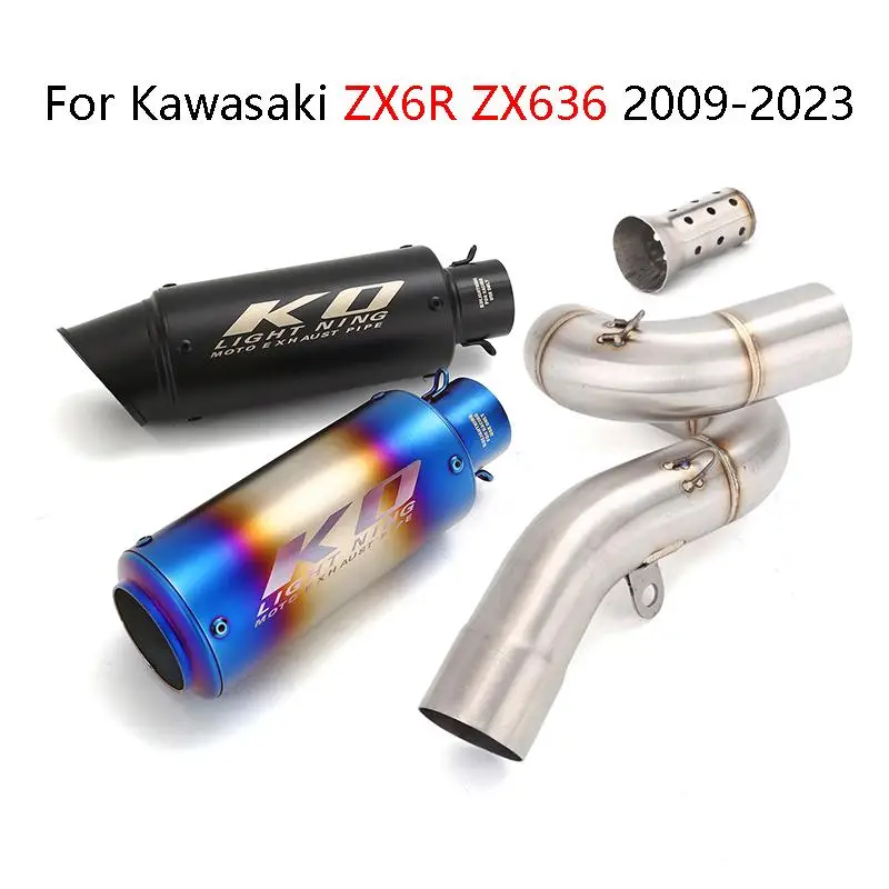 

Для Kawasaki ZX6R ZX636 2009-2023 мотоциклетная выхлопная система Mid Link Pipe Connect 51 мм глушитель из нержавеющей стали с DB Killer
