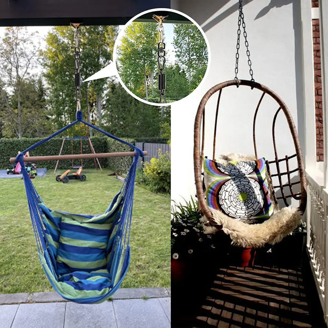 ABMI-Swing Spring For Hanging Chair,With 2 Snap Hooks&360° Swivel Hook,Load Capacity 250Kg For Hanging Chair,Hammock,Yoga,Etc,