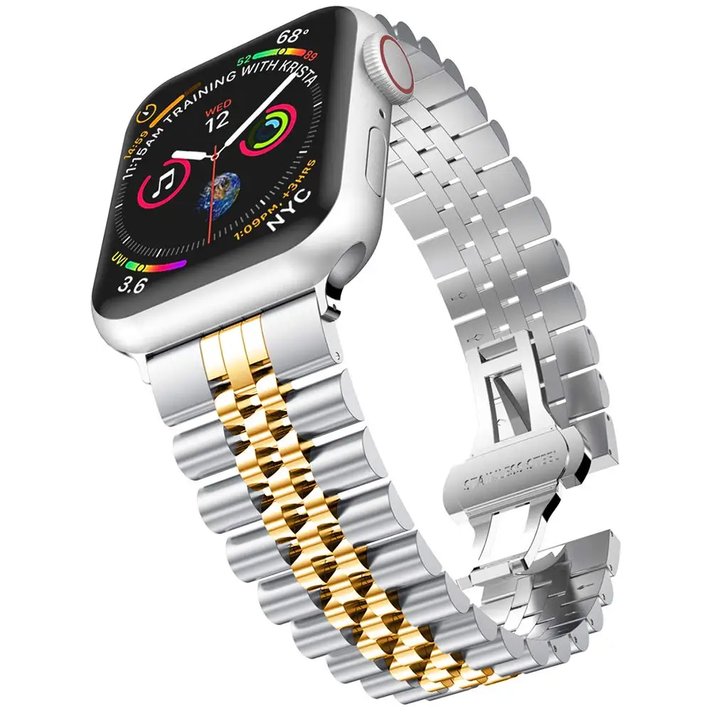 band for Apple Watch series 7 6 SE 5 4 stainless steel strap for iWatch classic design metal link bracelet 45 41 44 40 42 38 mm