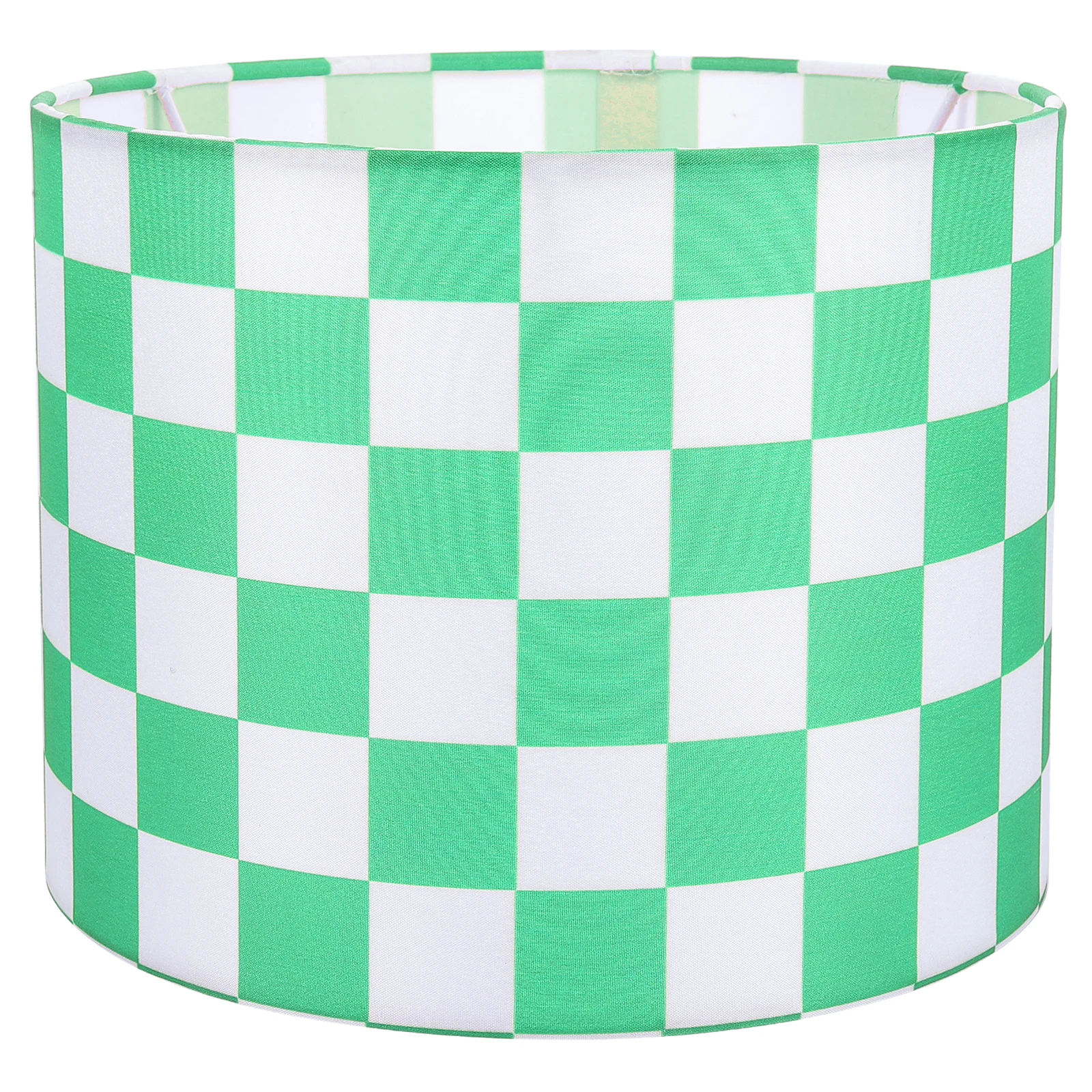 

Pleated Linen Lampshade Square Fabric Green Metal Checkered Pattern Decorative Replacement for Table Floor Desk
