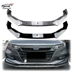 3x 2018 To 2021 For Honda 10th Accord GEN Sport JDM Car Front Bumper Spoiler Lip Lower Splitter By ABS Gloss Black Carbon Look