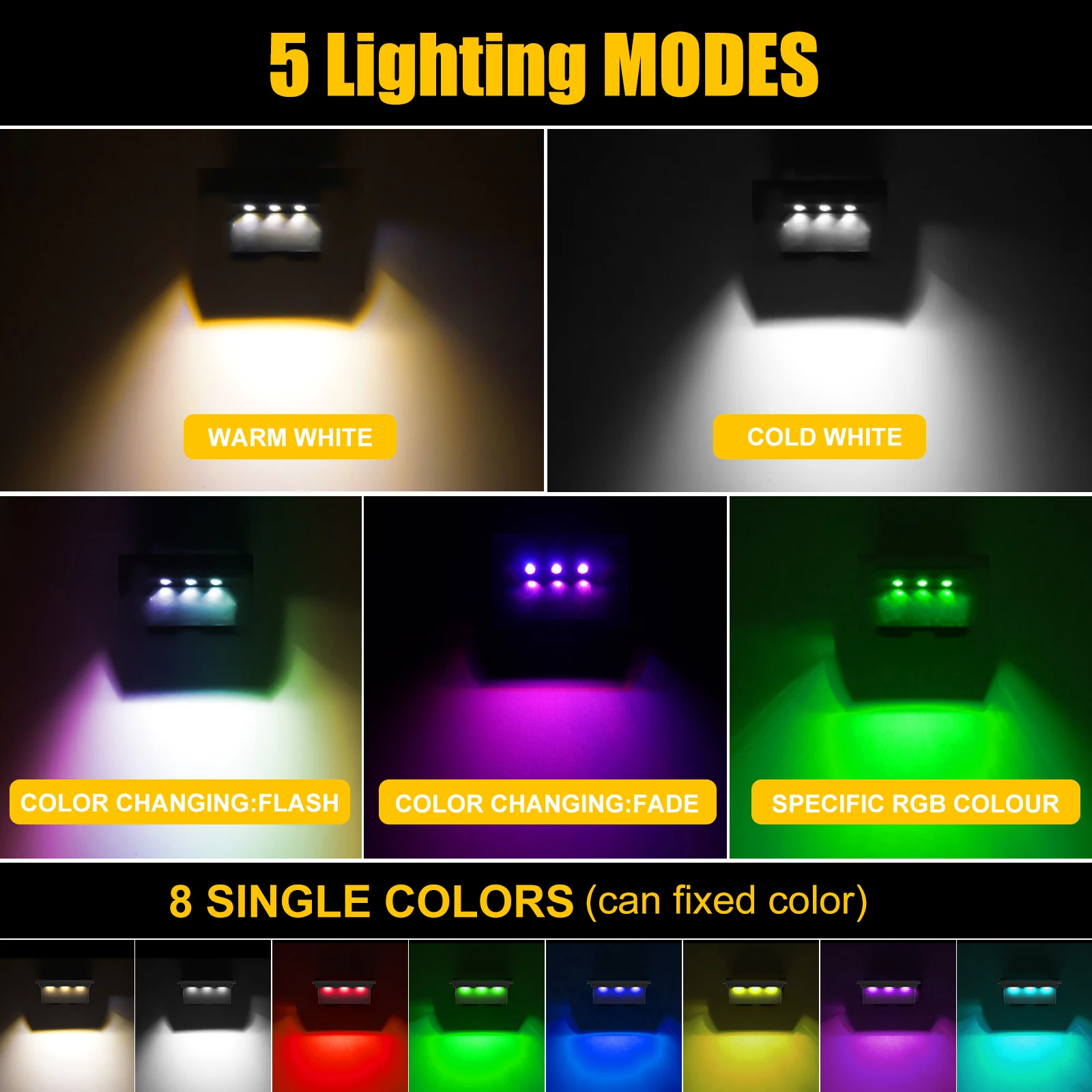 2/4 قطعة RGB LED في الهواء الطلق ضوء الشمس خطوة مصباح عدسة تصميم السوبر مشرق IP65 مكافحة سرقة أضواء لدرجات السلم إضاءة ديكوريّة #2