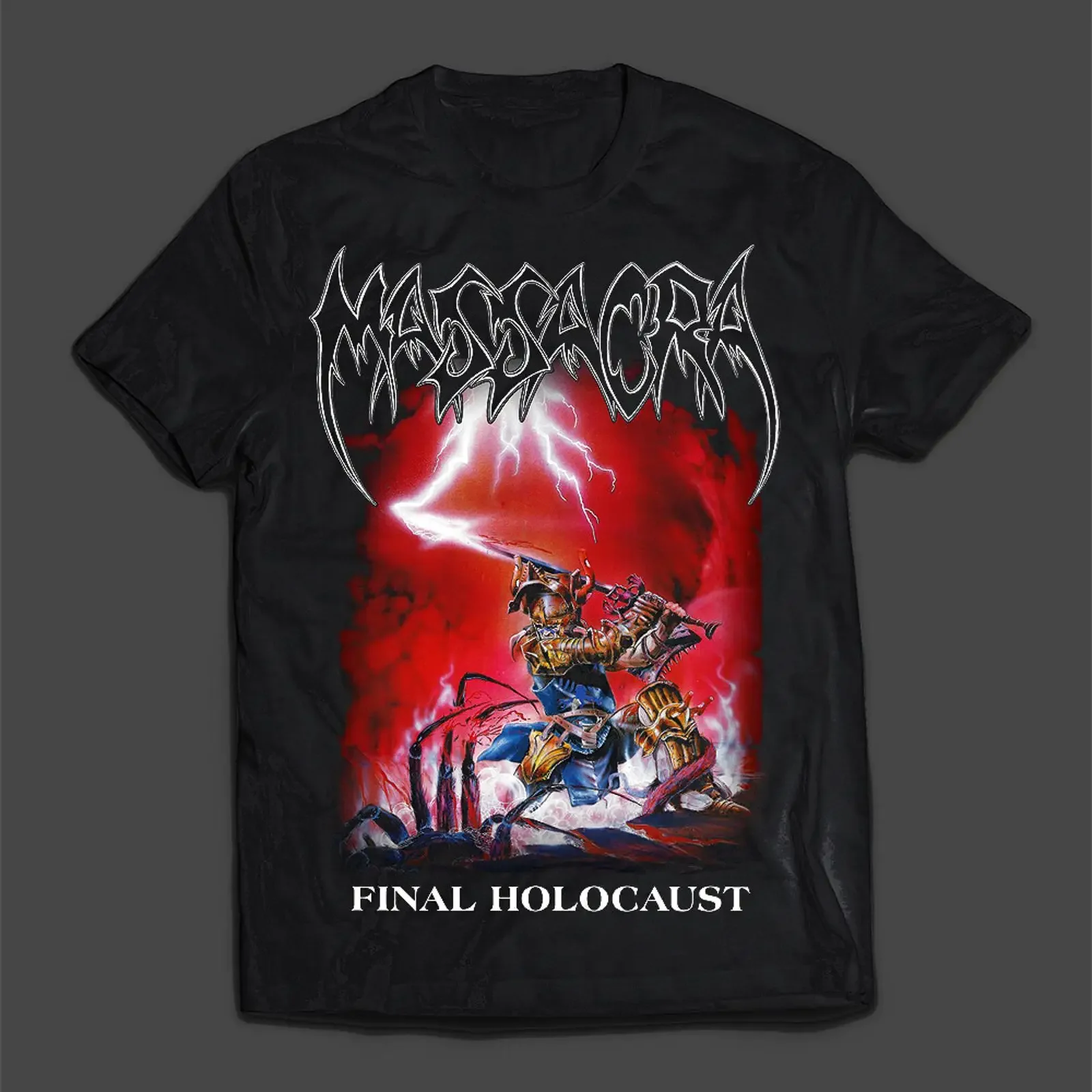 MASSACRA Final Holocaust T SHIRT w backprint vintage Washed Stretched Versatile Slightly designer clothes Unisex streetwear