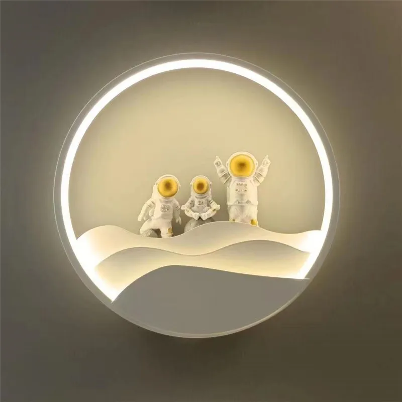 LED Spaceman Wall Lamp for Bedroom Children\'s Room Astronaut Swan Boat Ornaments AisleStairway Sconces