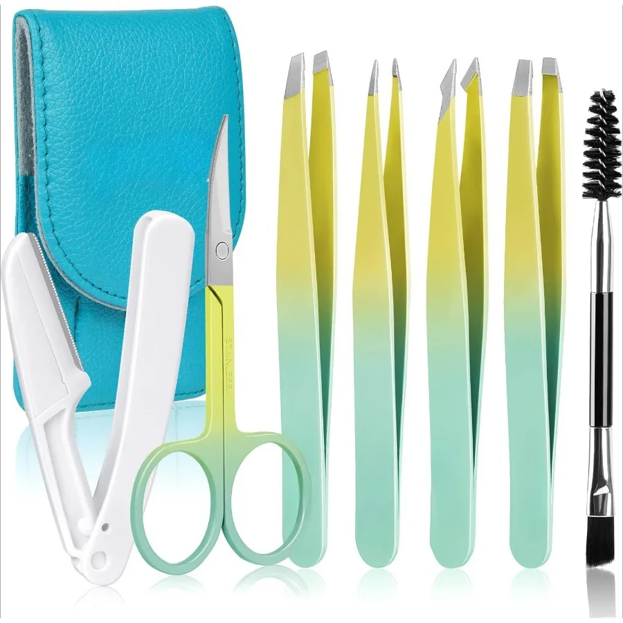 6개입 그라데이션 컬러 눈썹 집게 세트 메이크업 뷰티 도구 인조 속눈썹 접착용 눈썹 정리 집게 여성용