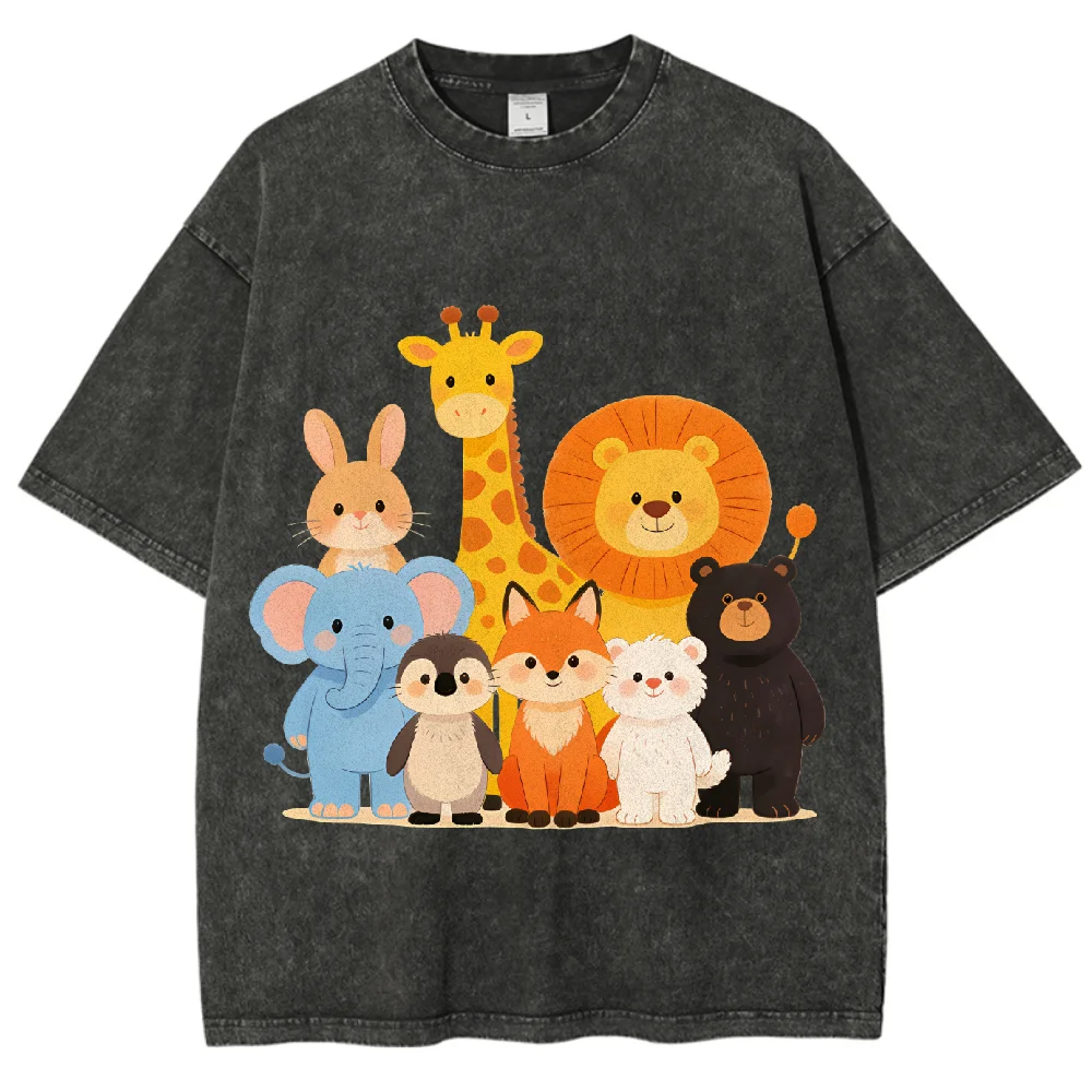 

Animal Group Printed Oversized T Shirt Unisex Short Sleeve Loose Fit Top Comfortable Cotton Tee Summer Streetwear Fashion Tees