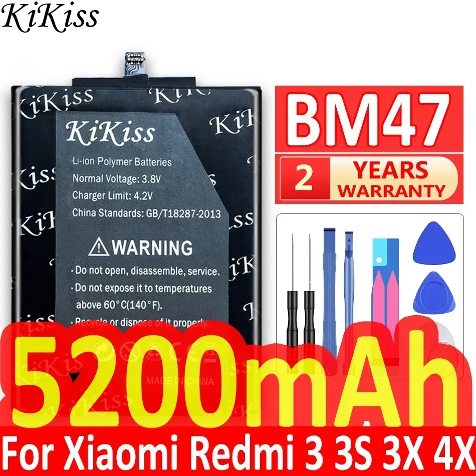 

Аккумулятор KiKiss для Xiao Mi BM47 5200 мАч, сменные батареи и инструменты для Xiaomi Redmi 3S 3X Redmi 4X Redmi 3/3pro 3 Pro