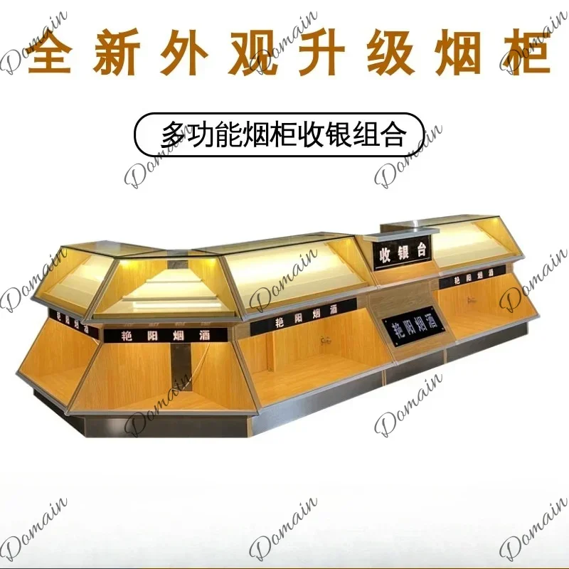 81 N Supermarket glass display stand Shopping mall convenience store checkout page Multifunctional corner integrated cabinet