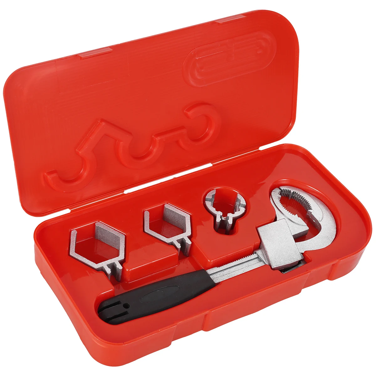 4 in 1 Multifunctional Wrench Set for Sink HCS Adjustable Water Pipe Spanner with 3 Card Slots Repair Hand Tool