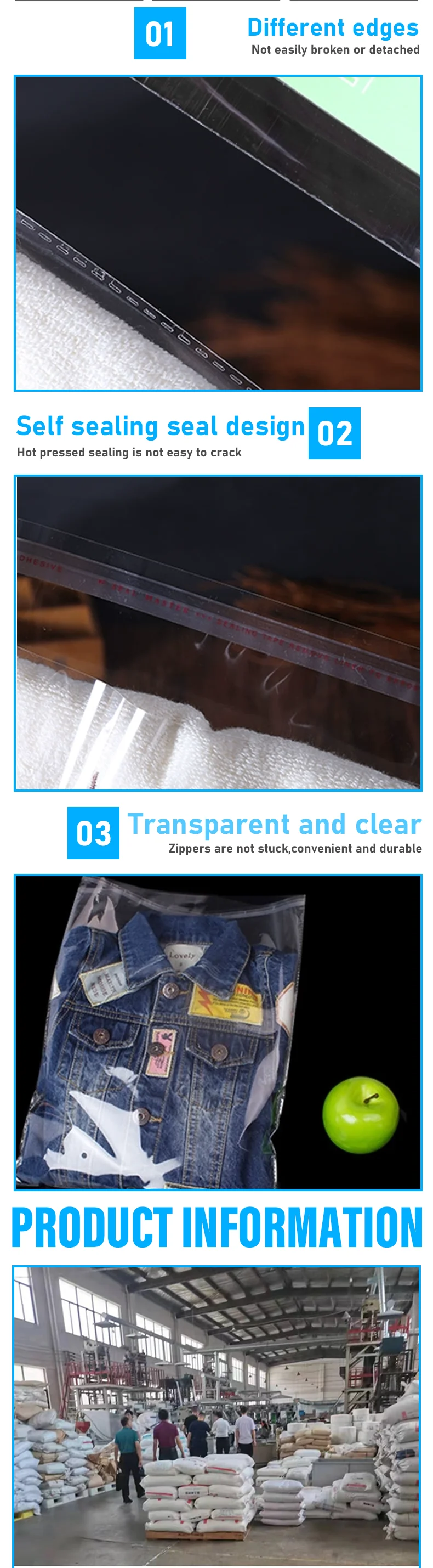 100 Stück Selbstklebende Glasbeutel OPP Spielzeug-Produkt-Kleidungsverpackungsbeutel Verstärkte Versiegelte Beutel Können mit Gedrucktem Logo Angepasst Werden – Detail 3