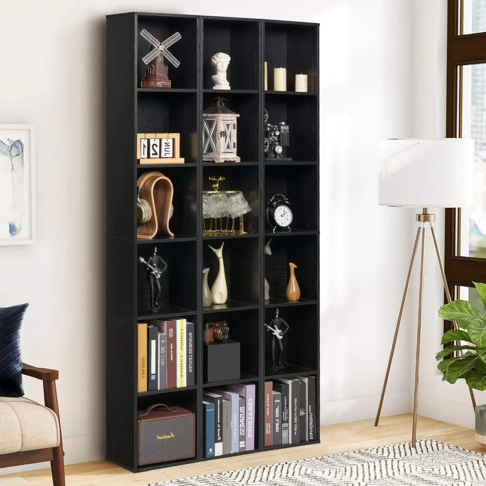 6-Tier Wooden Tall Narrow Open Bookcase and Bookshelves, 68.5