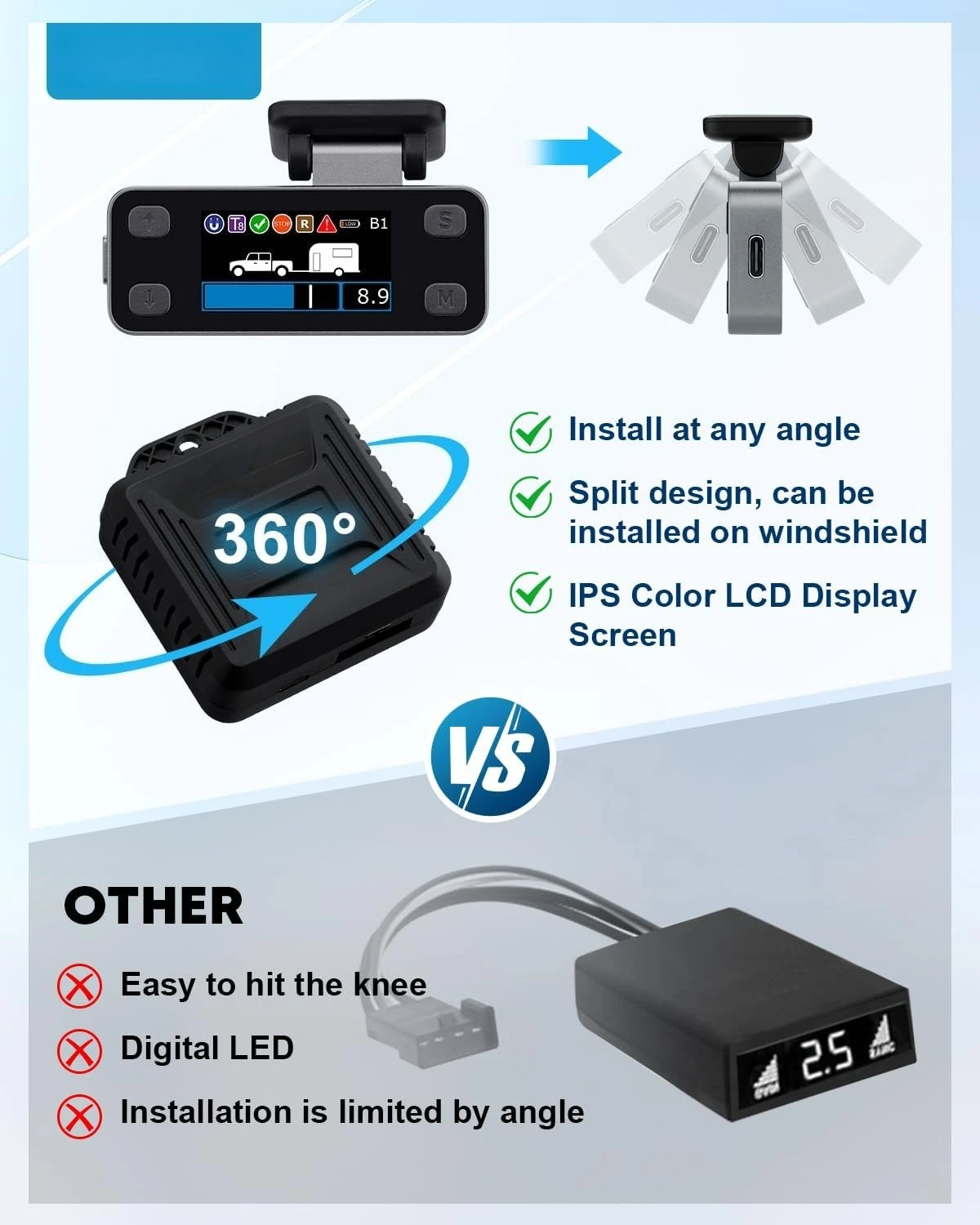 مجموعة أدوات التحكم في فرامل المقطورة المطورة، تصميم منفصل، شاشة LCD، شريحة ذكية، الكبح النسبي، وحدة تحكم الفرامل الكهربائية · جديد #1