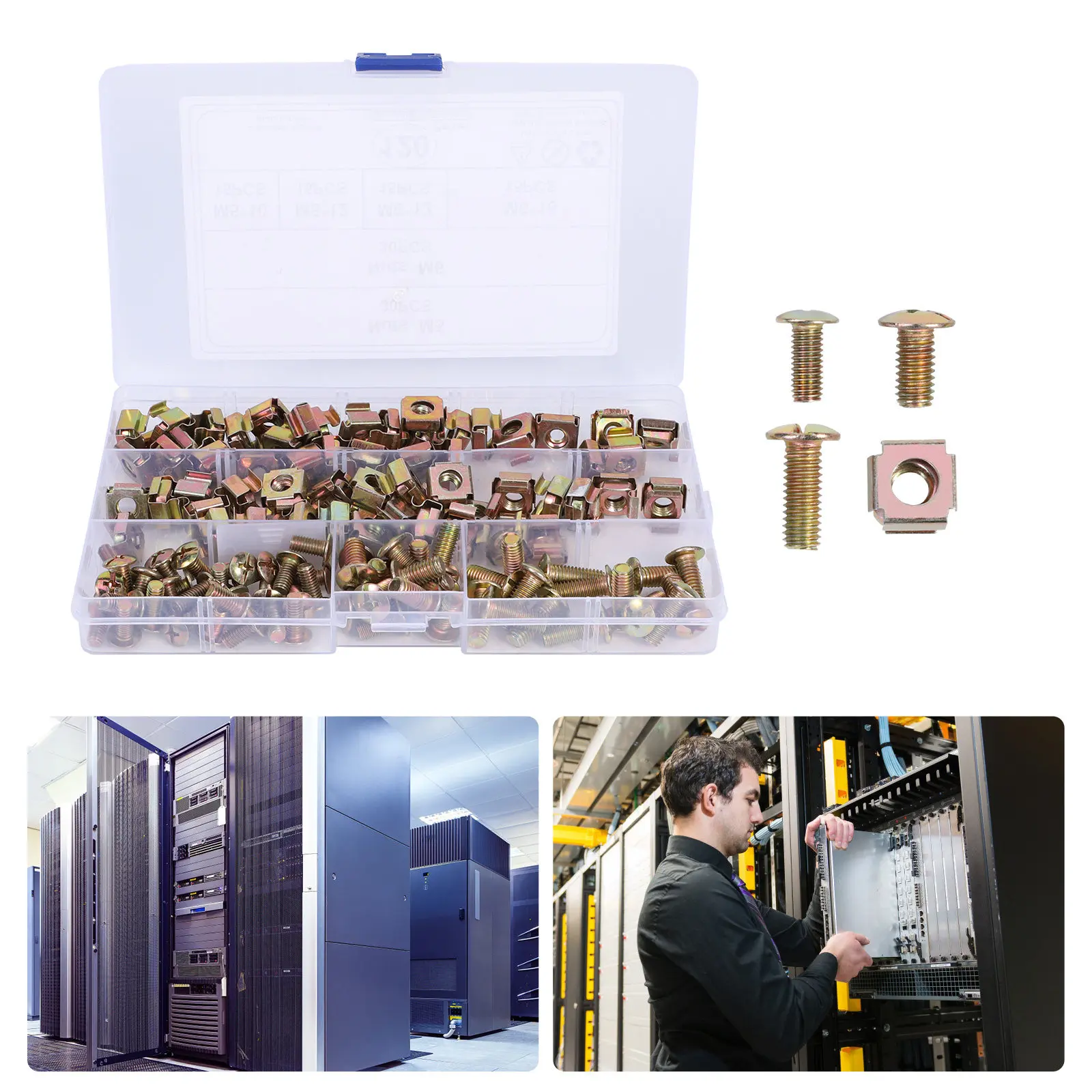 

Набор из 120 плавающих гаек-вставок из углеродистой стали для монтажа серверных стоек, квадратные крепежные элементы M5