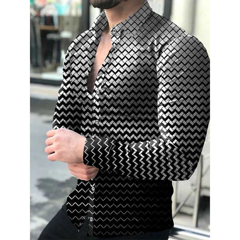 Luxury Shirts New 2023 Men\'s Shirts Fashion Lapel Button Casual Polka Dot Print Long Sleeve Cardigan Clothes Prom Party Shirts