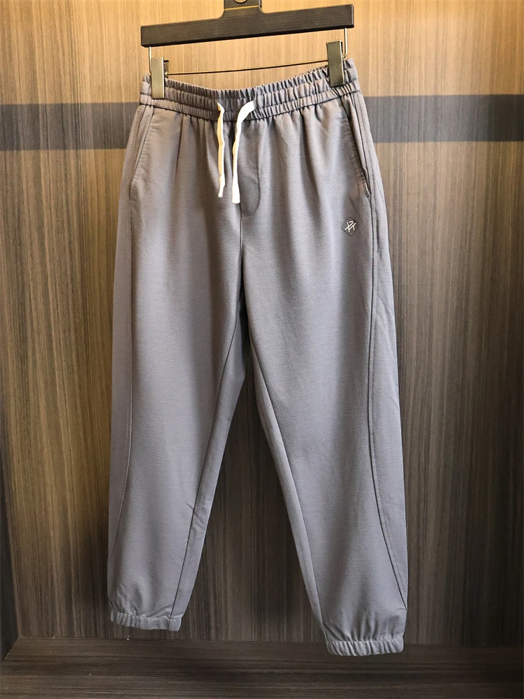 

Fine Modal Knitted Men's Casual Pants Summer Commute Cuffed Sweatpants Faionable Straight Leg Long Trousers for Youth