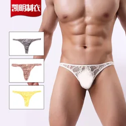 Men's Erotic Mankini Sissy Sex Lace Transparent Panties Homme See Through Underpants Gay Porn Thin Shorts Boy Bulge Pouch Bikini