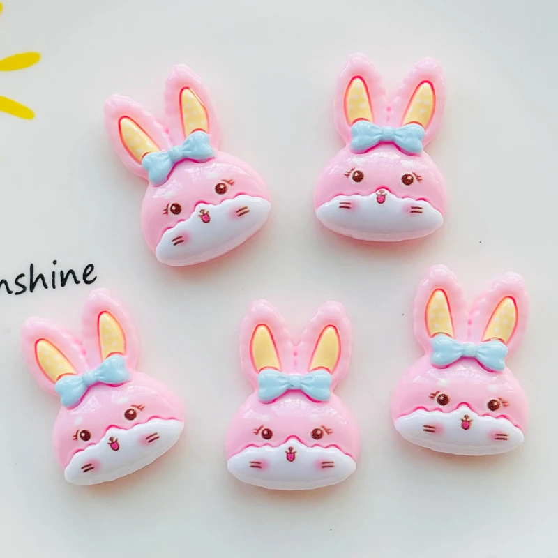 10 Pcs New 27*20mm Cute Mini Cartoon Animal Little Rabbit Resin Scrapbook Diy Jewelry Wedding Hairpin Decorate Accessories