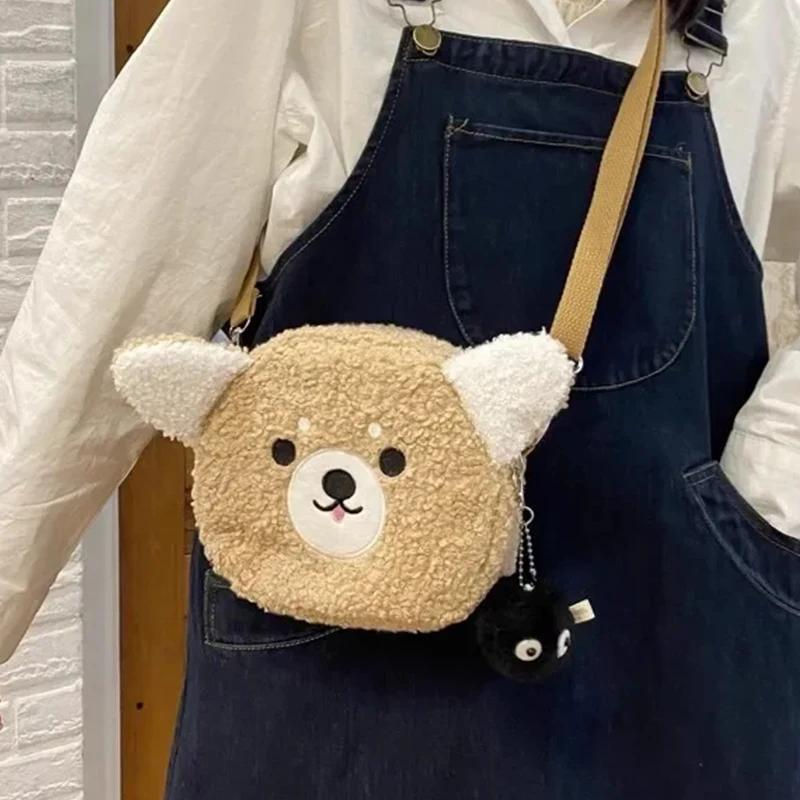 Japanese Style Plush Shoulder Bag Women Cartoon Crossbody Bag Sheep Bear Small Phone Purse Kids Girls Wool Coin Wallet Handbag