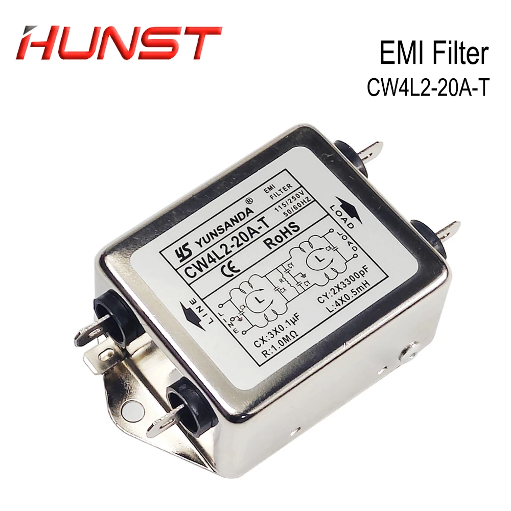 Hunst Power EMI Filter CW4L2-20A-T Single Phase AC 115V / 250V 20A 50/60HZ For Laser Cutting Machine And Laser Marking Machine.