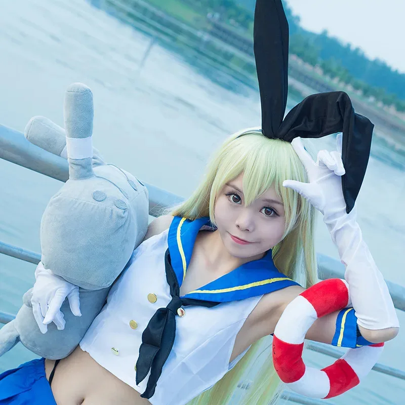 ss13Anime Game Kantai Collection Kancolle Shimakaze Косплей Костюм Женский сексуальный летний костюм моряка Носки Топ Юбка Головные уборы Перчатки