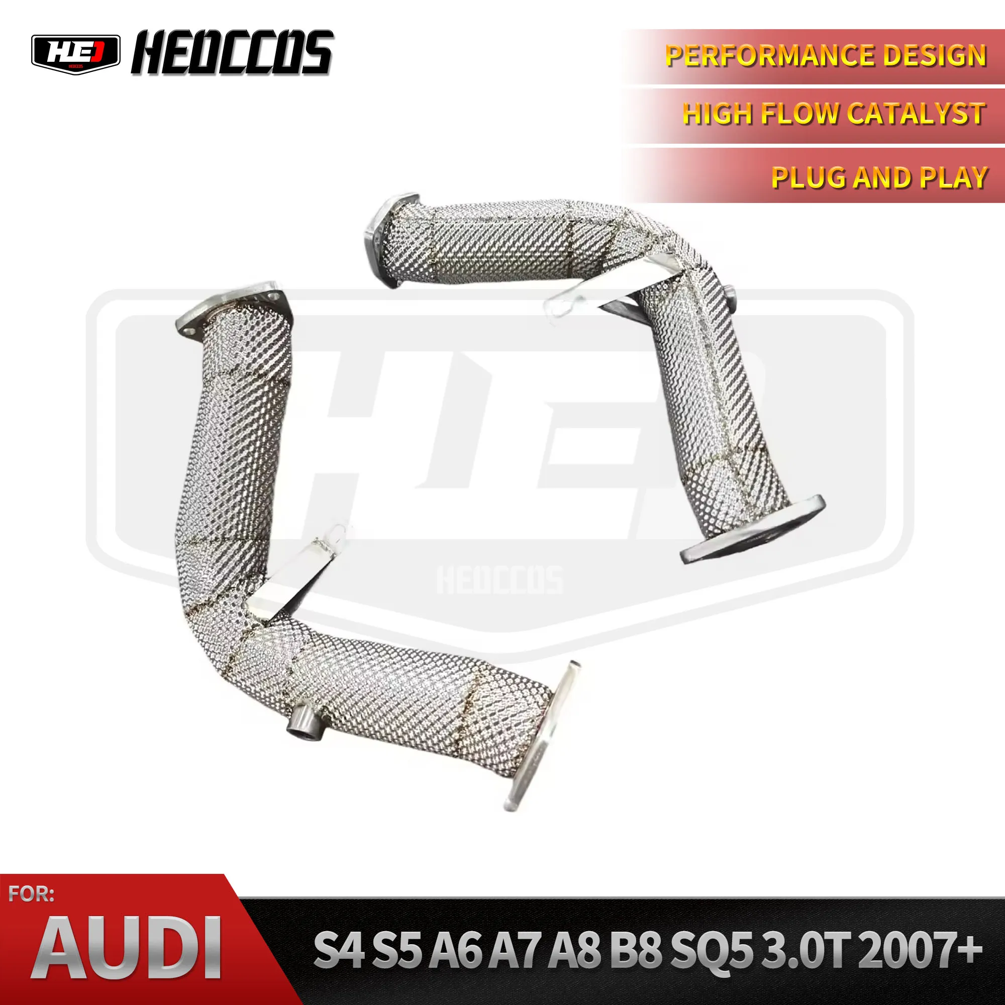 

HEO Performance Exhaust Downpipe for Audi S4 S5 B8 B8.5 3.0L V6 2007-2017 Stainless Steel Front Race Pipes Test Exhaust System