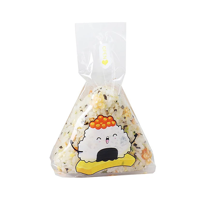 100Pcs Lovely Cartoon Triangle Rice Ball Packing Bag Seaweed Onigiri Sushi Making Mold Tools Bento Accessories