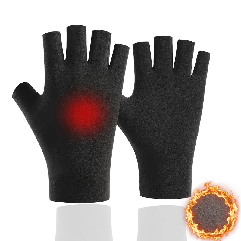 Arthritis-Kompressionshandschuhe zur Linderung von rheumatoider Arthrose, Instrument, Sport, Arbeit, thermisches fingerloses Design, Damen und Herren