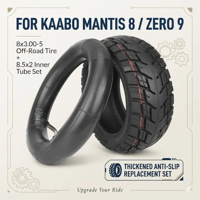 8x3.00-5 Off-Road Tire + 8.5x2 Inner Tube for Kaabo Mantis 8/Zero 9, Thickened Anti-Slip Replacement Set