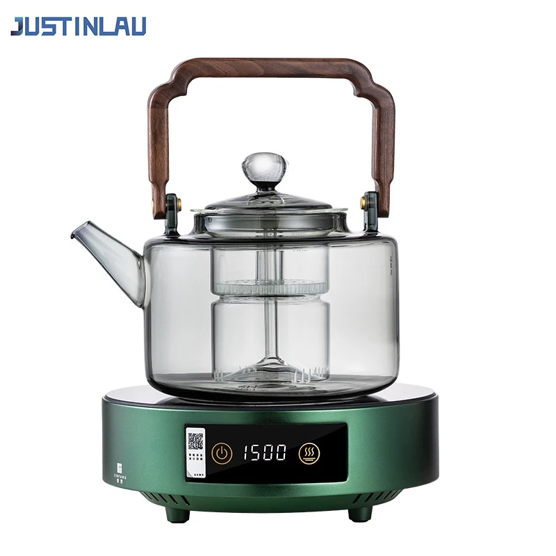 JUSTINLAU 1300 мл стеклянный чайник встроенный чайник для приготовления на пару и кипячения термостойкий утолщенный фильтр чайник для домашнего офиса