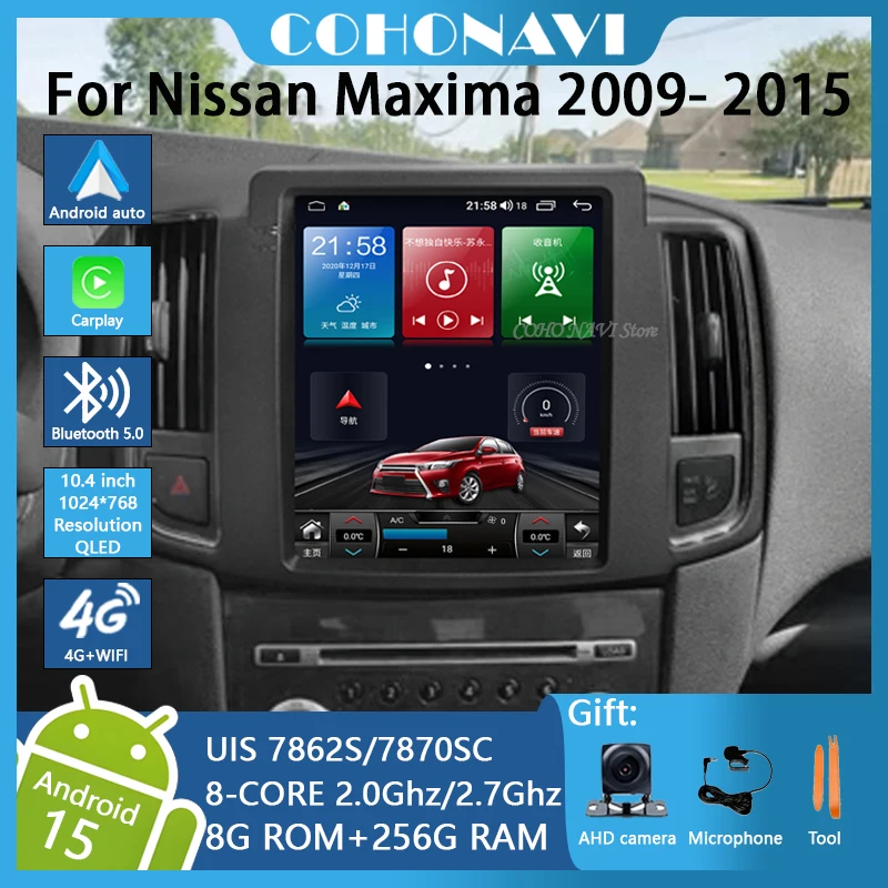 Car Radio Multimedia Player For Nissan Maxima 2009- 2015 Head Unit Carplay Android GPS Navi Split Screen HD Screen DSP Stereo