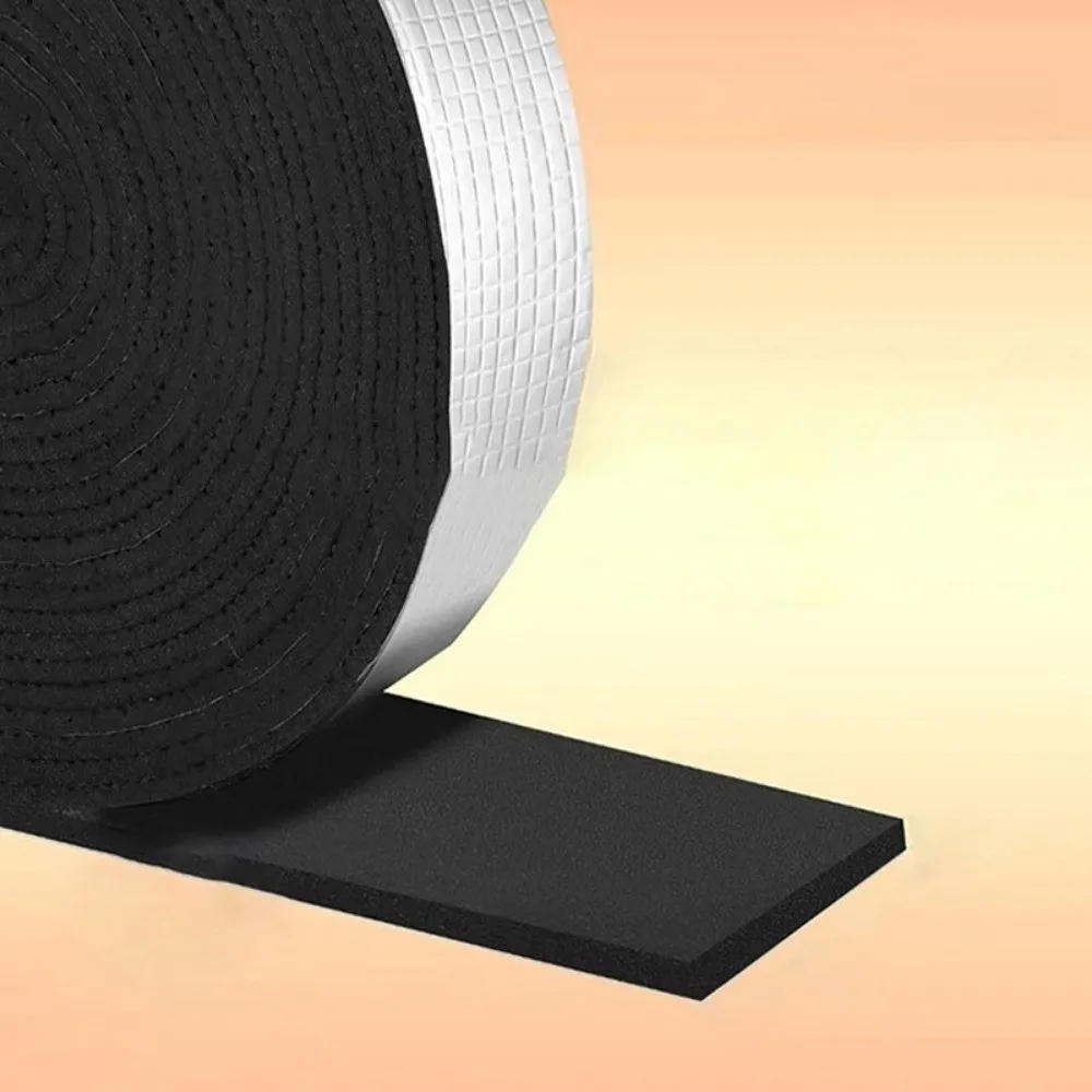 10M Outdoor Foam Aluminum Foil Waterproof Keep Warm Pipes Tape Black Fire Protection Self Adhesive Pipe Wrap Tape