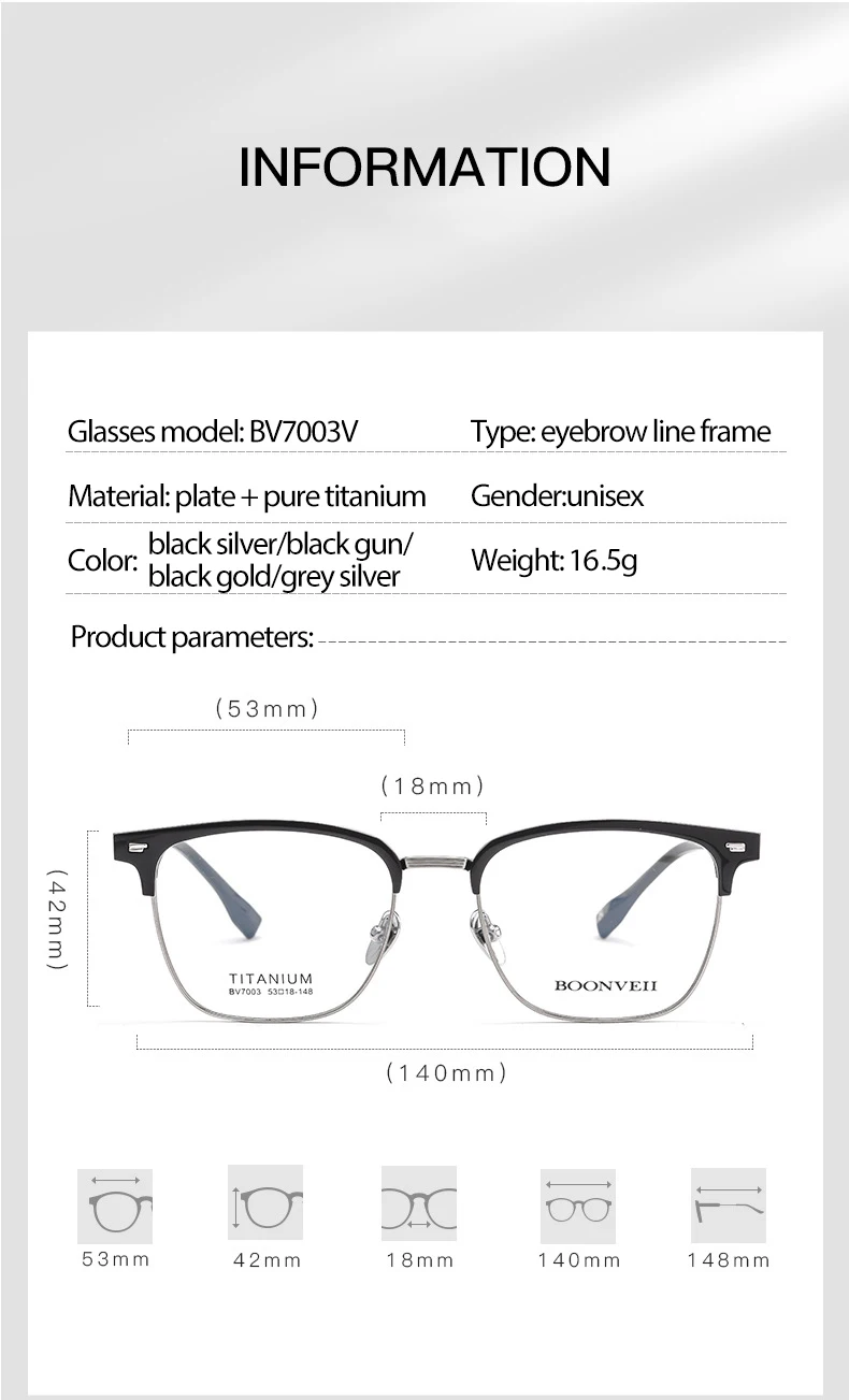 Reines Titan Rahmen Gläser Vollrand Brillen Federscharniere Männer Stil Kurzsichtige Brille Neue Ankunft Gläser – Detail 9
