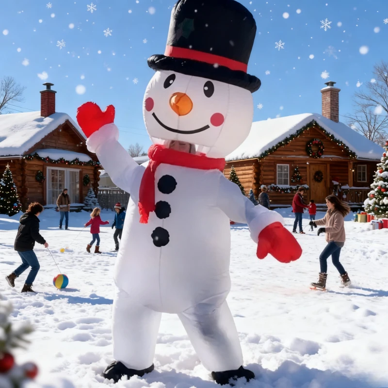 

Premium Snowman Inflatable Cosplay Costume Adult Snowman Full Body Blow Up Outfit Christmas Masquerade Role Play Holiday Gift