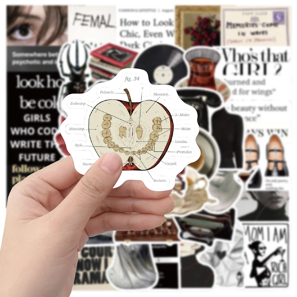 

10/30/50cps Creative Vintage Museum Art Stickers Cool Graffiti Decals for Stationery Suitcase Laptop Cartoon Waterproof Sticker